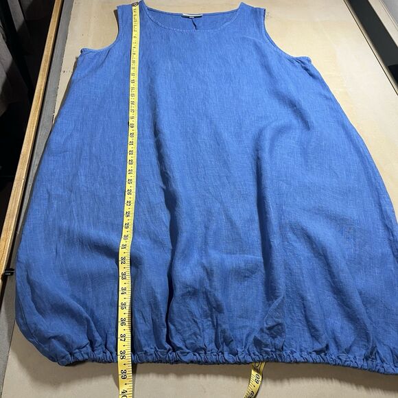 Bryn Walker Womens Linen Tunic Tank Dress Size L Elastic Hem Lagenlook Blue - Picture 10 of 14